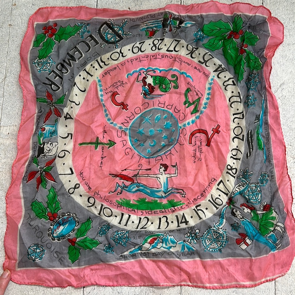 Vintage Pink and Gray Zodiac Scarf